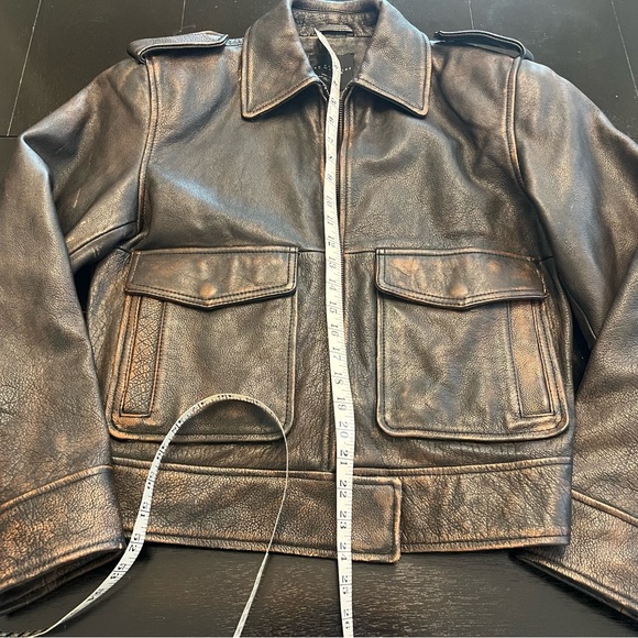Jen Ceballos x Mango Leather oversized strong shoulder bomber size xs brown - Picture 6 of 8